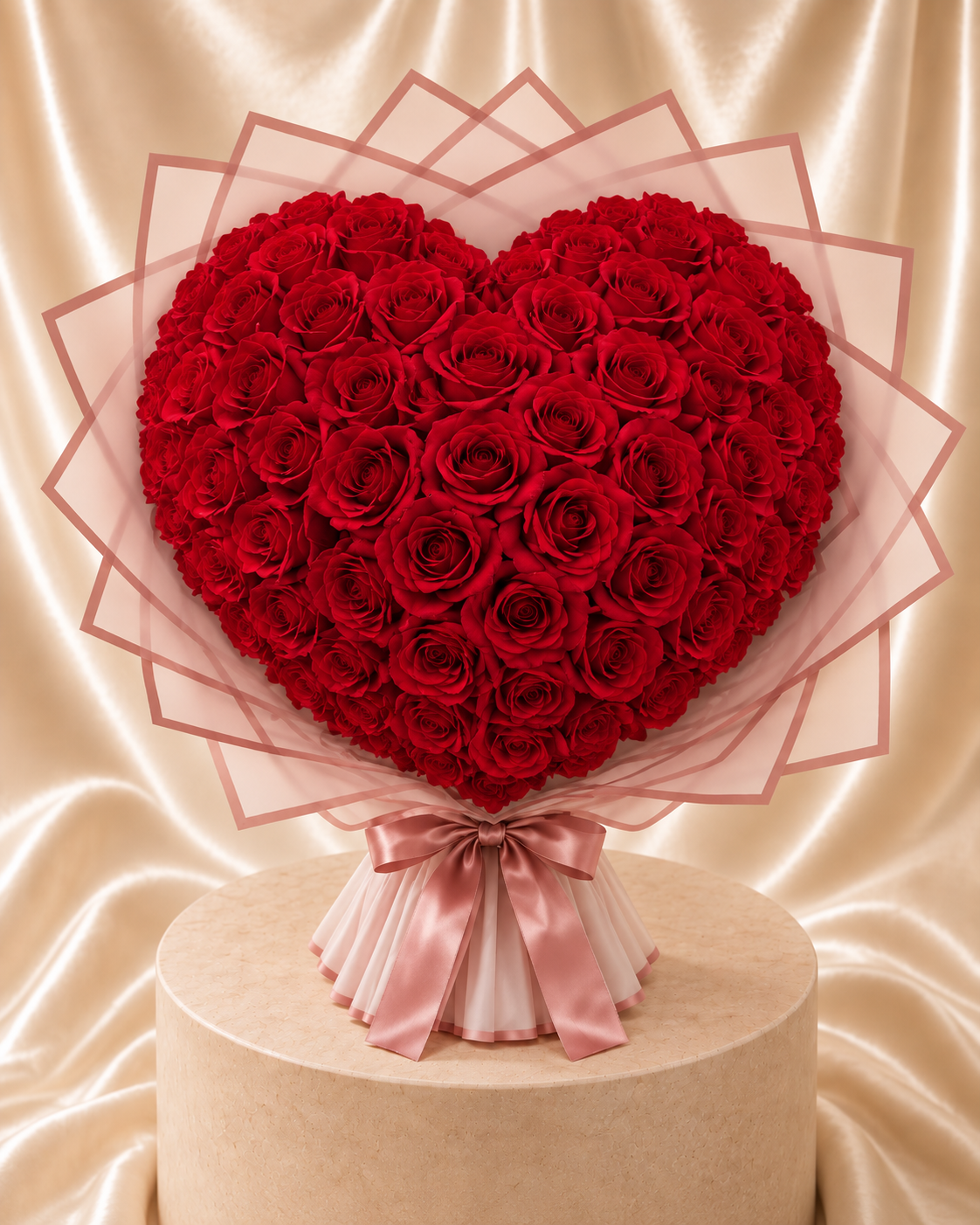 Lussera Amour Rouge – Buchet Inimă din Trandafiri Roșii