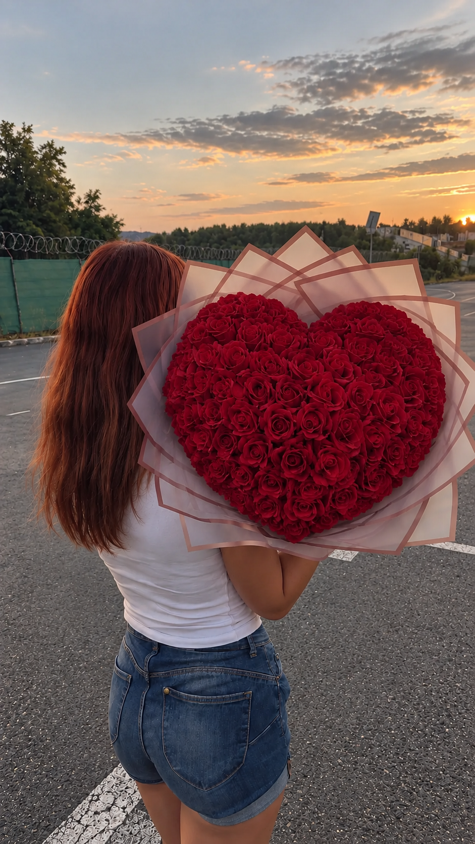 Lussera Amour Rouge – Buchet Inimă din Trandafiri Roșii