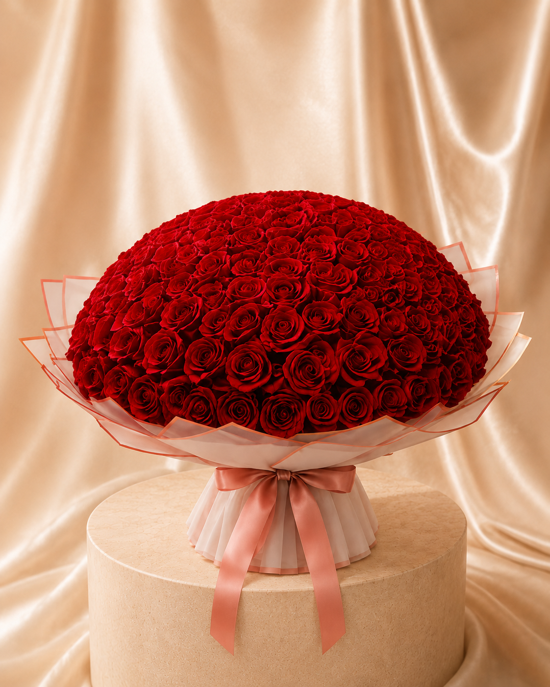 Buchet Éternelle Rouge – 101 Trandafiri Artizanali