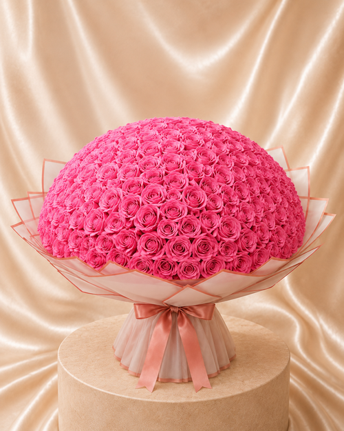 Buchet Éternelle Rose – 101 Trandafiri Artizanali