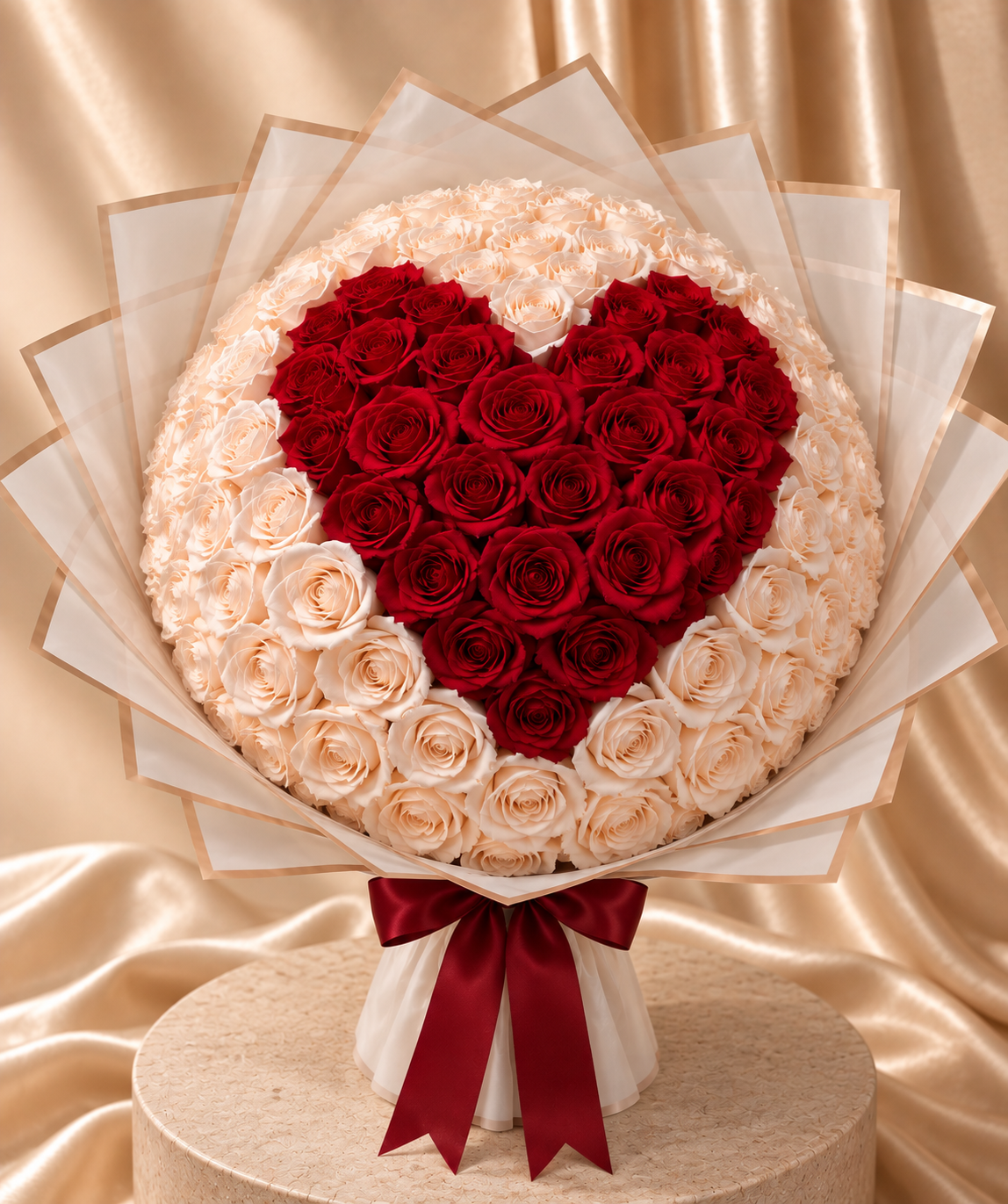 Buchet Inimă Personalizabil – 101 Trandafiri ❤️
