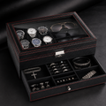 Cutie Premium pentru Ceasuri, Ochelari și Bijuterii – Finisaj Carbon, 2 Niveluri