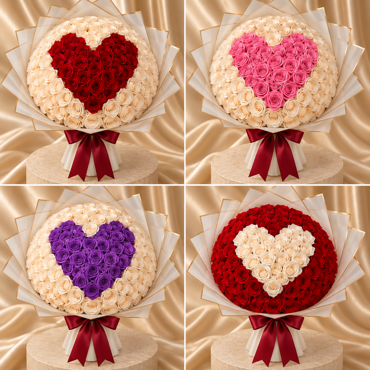 Buchet Inimă Personalizabil – 101 Trandafiri ❤️