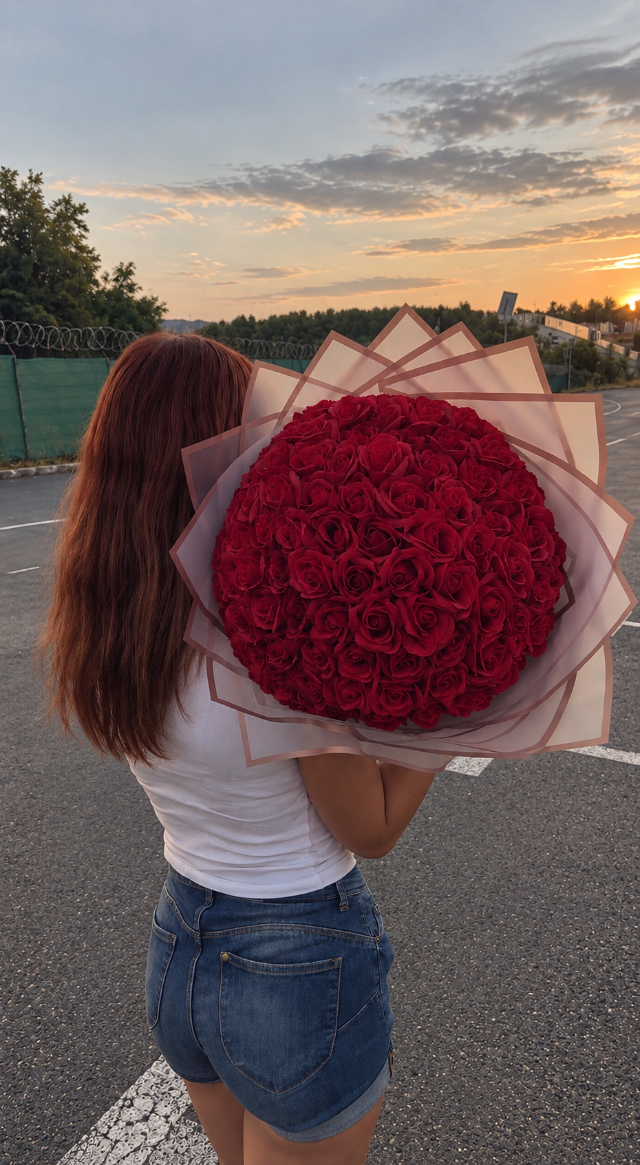 Buchet Éternelle Rouge – 101 Trandafiri Artizanali