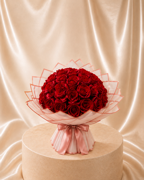 Buchet Éternelle Rouge – 101 Trandafiri Artizanali