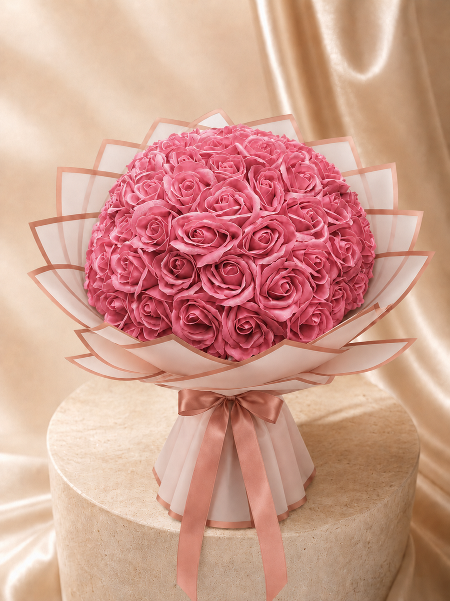 Buchet Éternelle Rose – 101 Trandafiri Artizanali